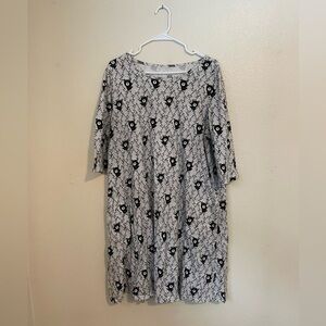 Winter Water Factory Bear Pattern 3/4 Sleeve Dress